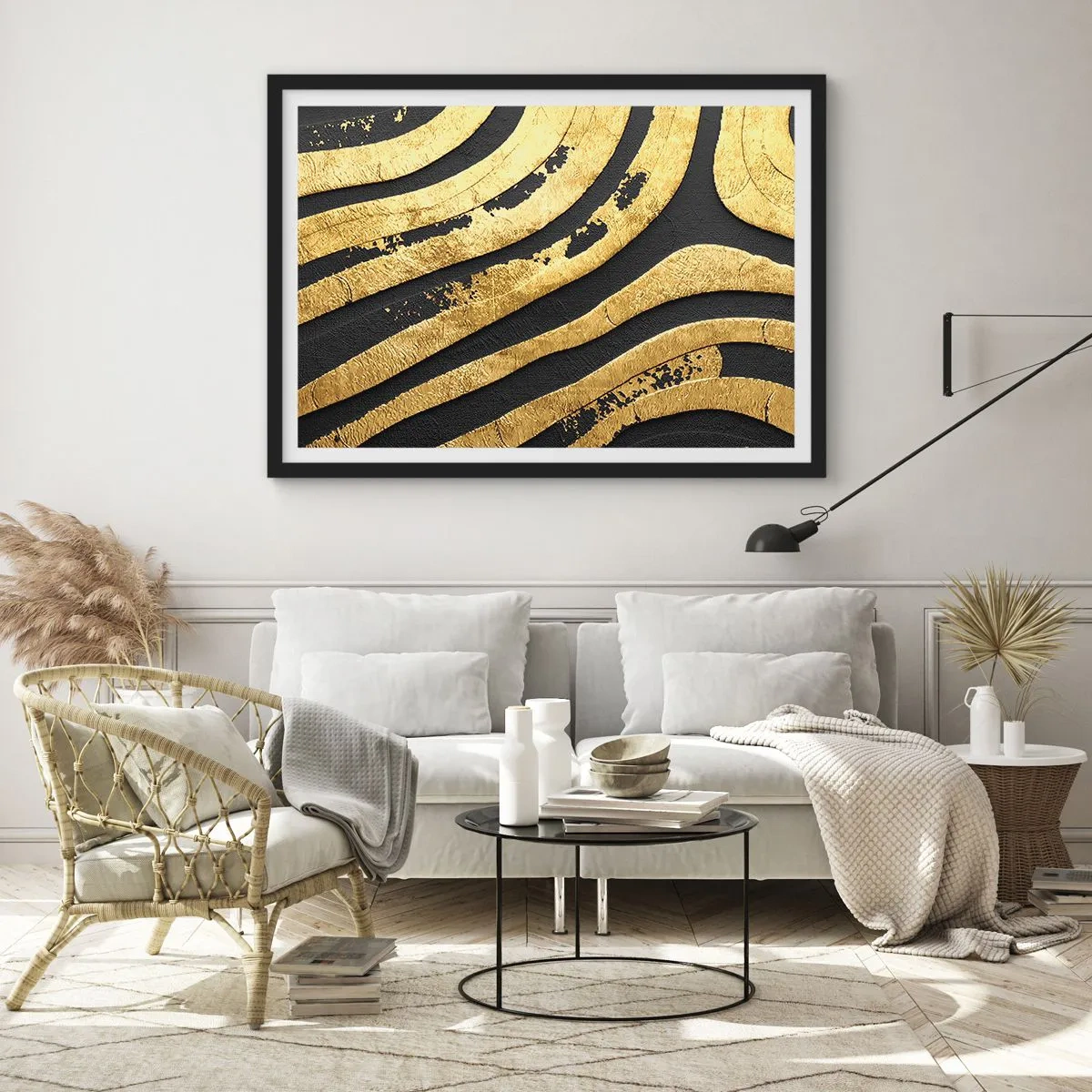 Affisch i svart ram - Allt flyter - 70x50 cm