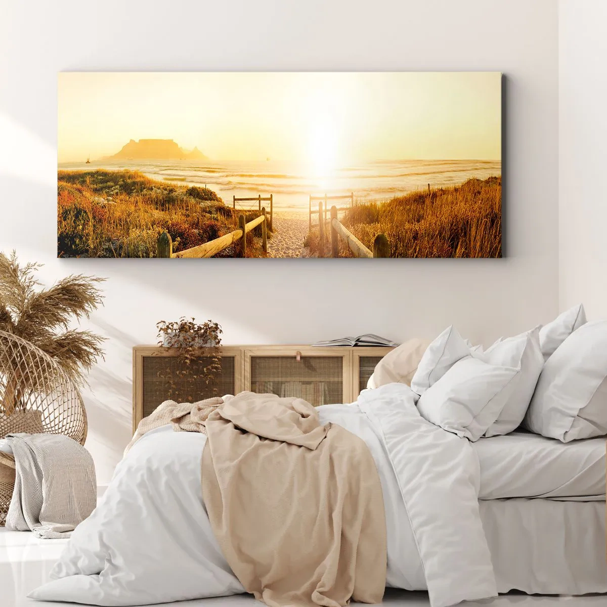 Canvastavla - Bild på duk - Genom sanddynan mot solen - 100x40 cm