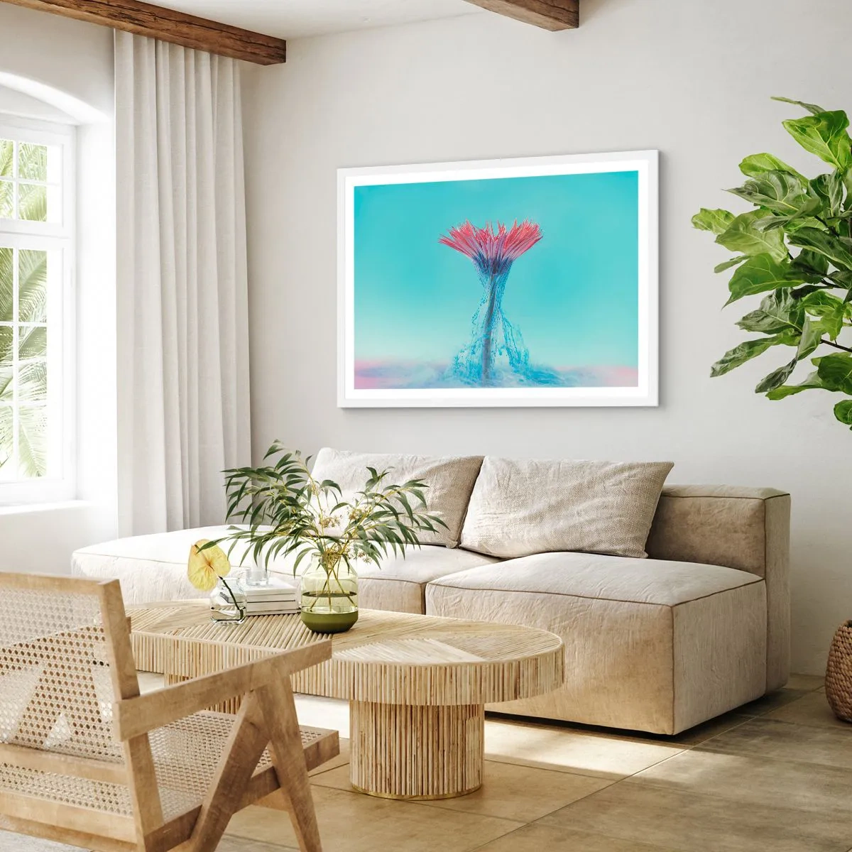 Affisch i vit ram - I upplivande famn - 100x70 cm