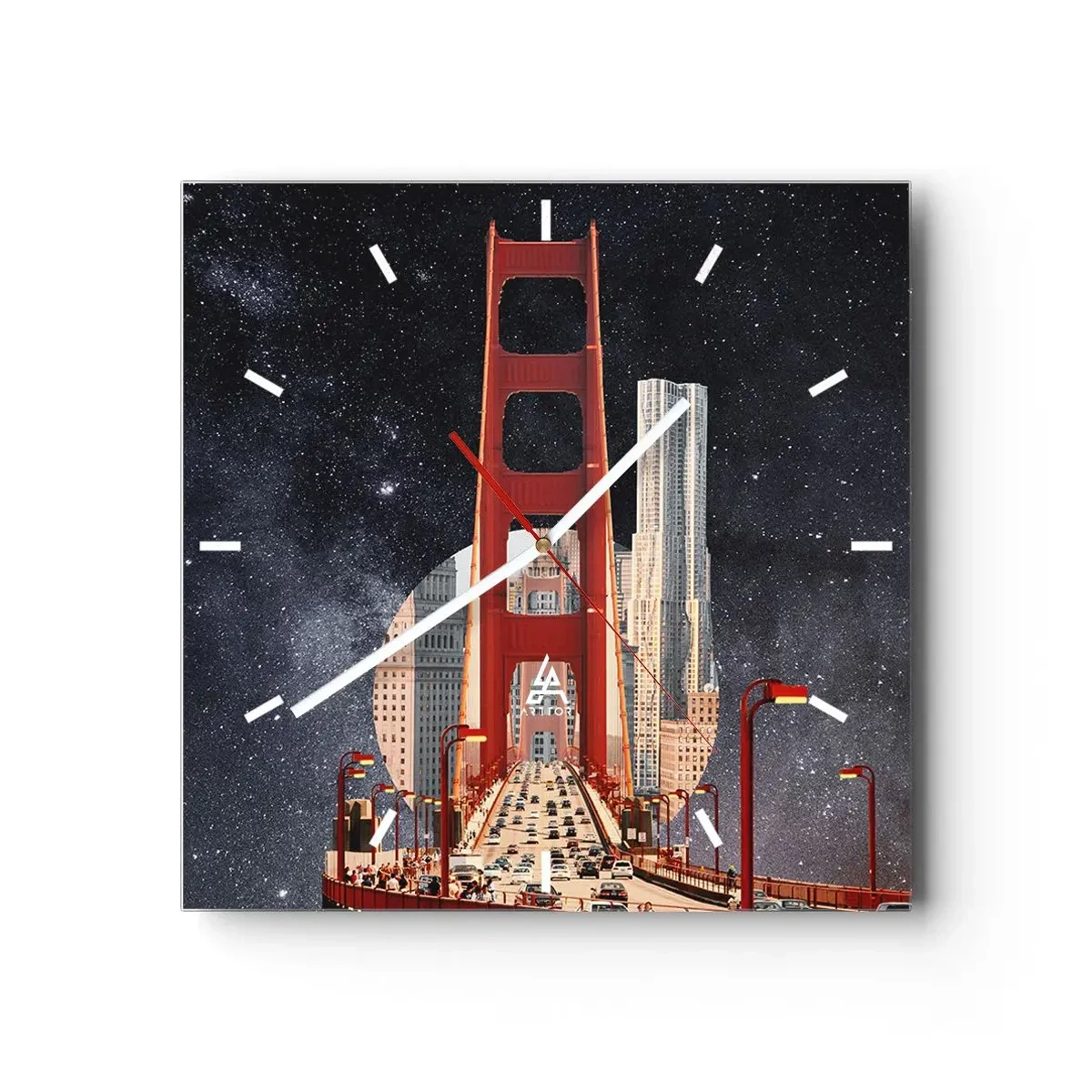 Väggklocka - Klocka på glas - Alltid i centrum - 30x30 cm