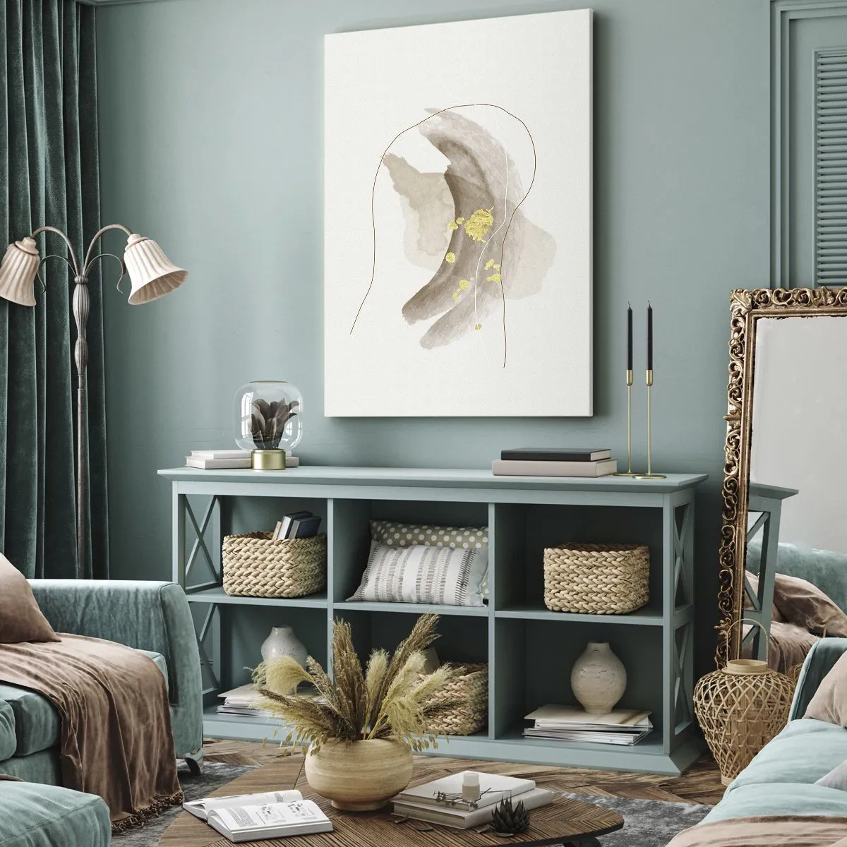 Canvastavla - Bild på duk - Träffat i rummet - 55x100 cm