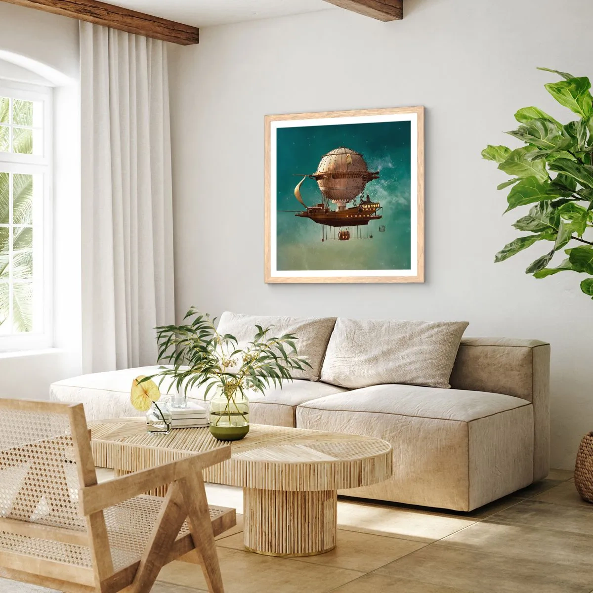 Affisch i ram av ljusek - Jules Verne hälsar - 40x40 cm
