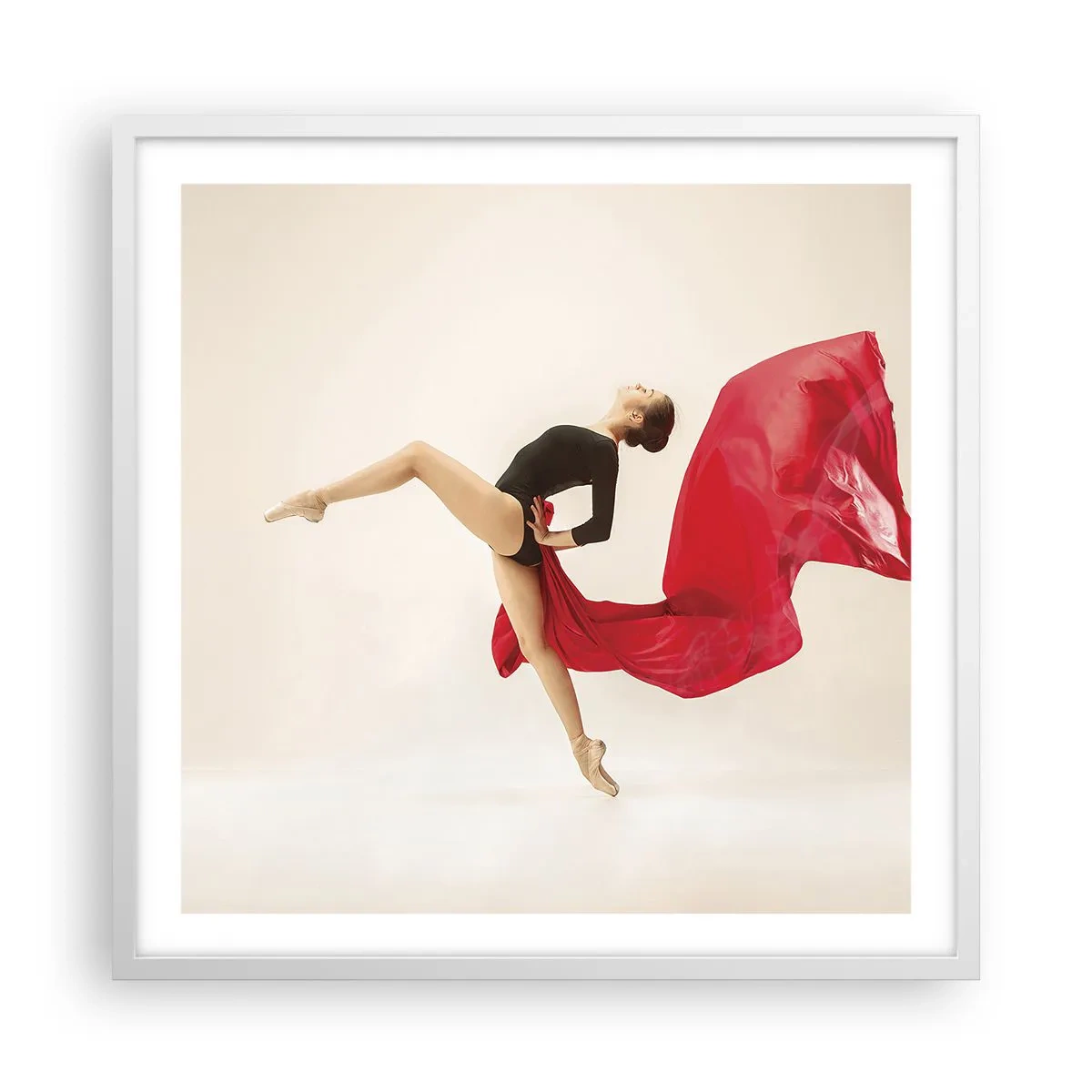 Affisch i vit ram - Röd och svart - 60x60 cm