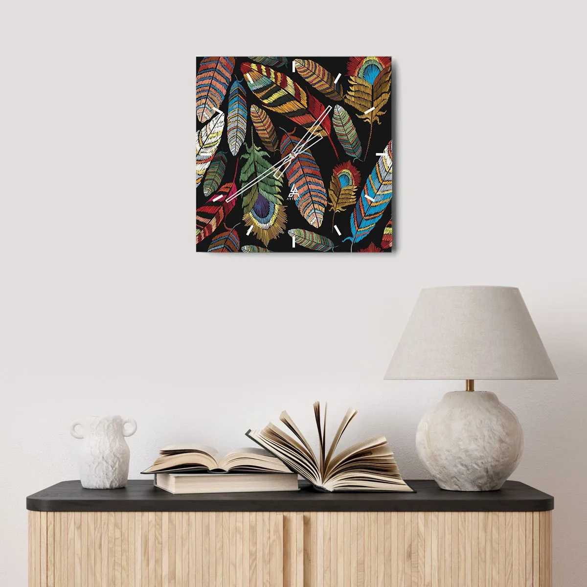 Väggklocka - Klocka på glas - Fågelkarneval - 30x30 cm