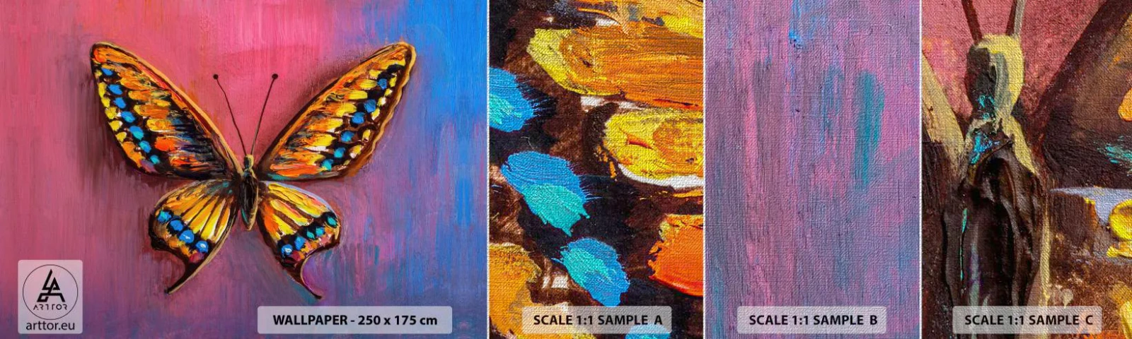 Provbit av fototapet Premium Canvas - Naturens klenoder - Fjäril, Bit, Målning - 100x30 cm