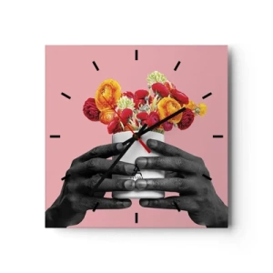 Väggklocka - Klocka på glas - Livets apoteos - 40x40 cm