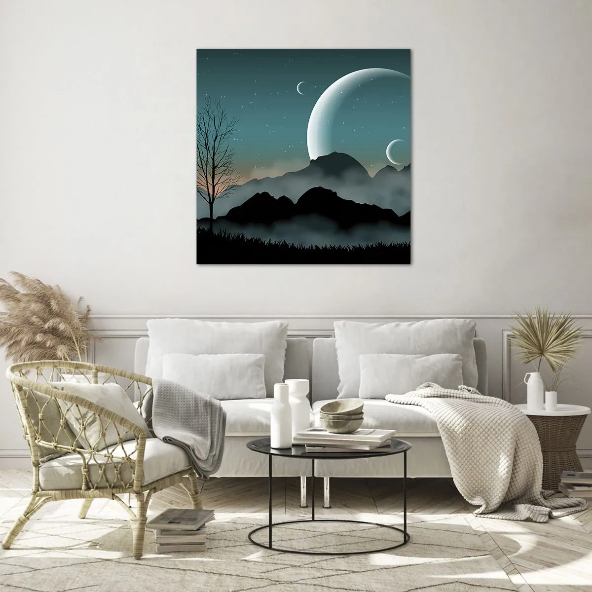 Glastavla - Bild på glas - Stjärniga nattens karneval - 60x60 cm