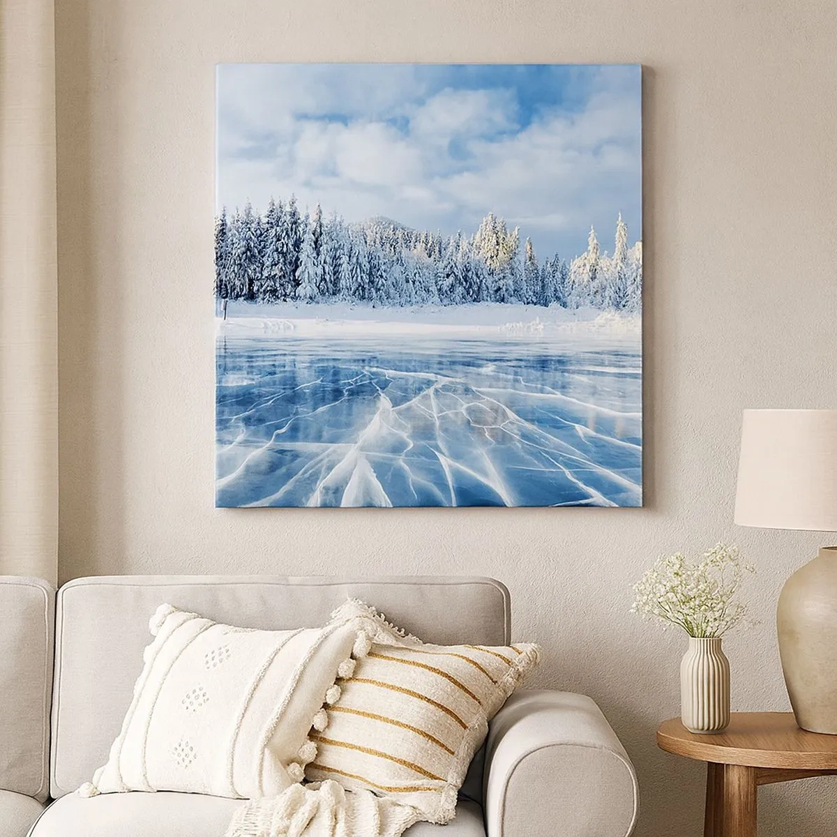 Canvastavla - Bild på duk - Bedårande och kristallisk vy - 30x30 cm