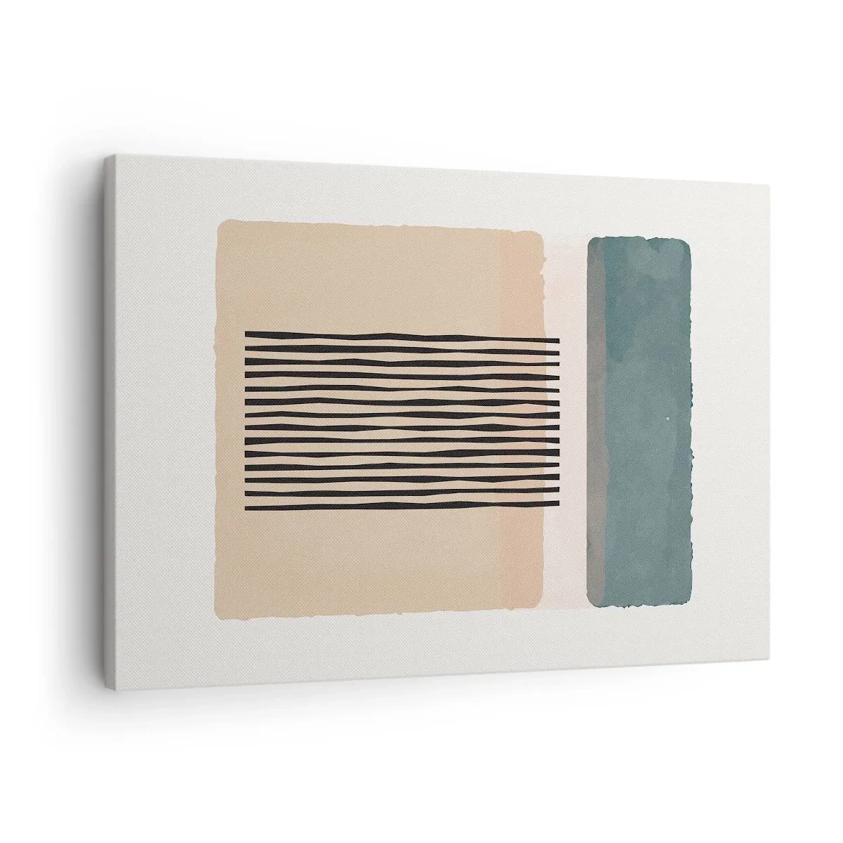 Canvastavla - Bild på duk - Minimalistiska geometriska former i beige och gröna nyanser - 70x50cm - Allt väl - Modern väggdekoration för vardagsrum och sovrum ARTTOR