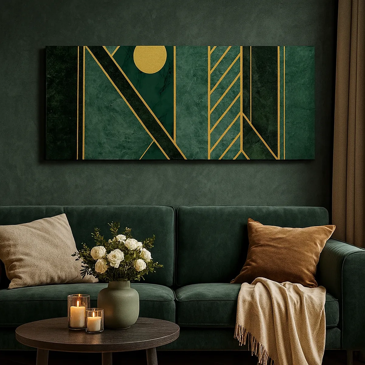 Canvastavla - Bild på duk - Dynamik av guld och azurblå - 30x30 cm