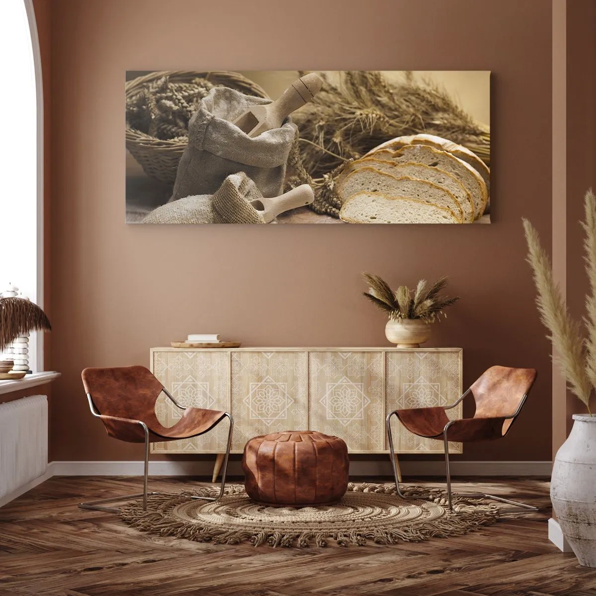 Canvastavla - Bild på duk - Skivat bröd - 160x50 cm