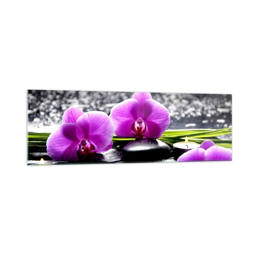 Glastavla - Bild på glas - Drunkna i tystnad och lugn - 160x50 cm