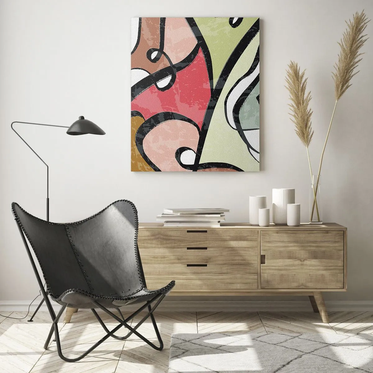 Glastavla - Bild på glas - Pirouetter bland färger - 50x70 cm