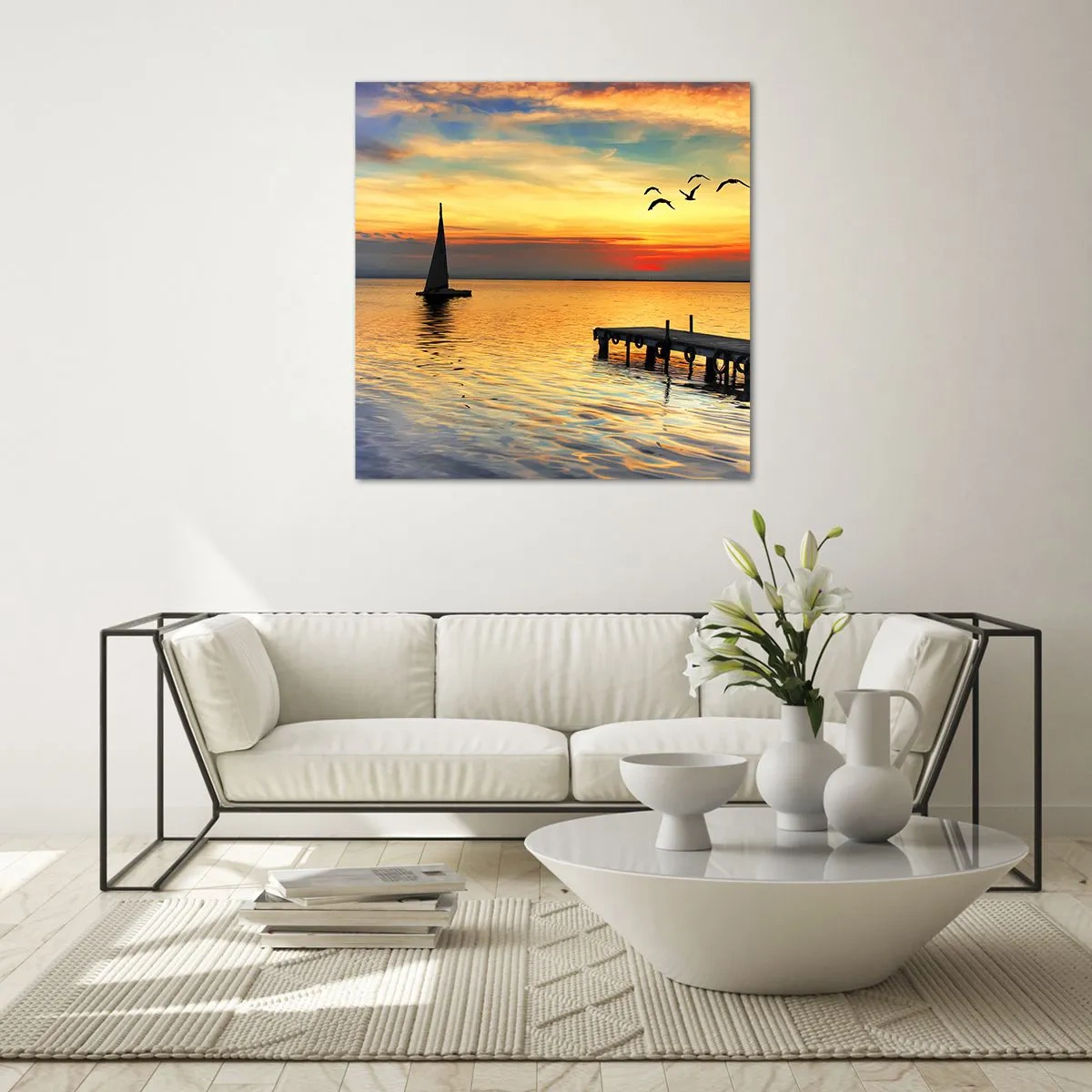 Glastavla - Bild på glas - Kvällens returer - 60x60 cm