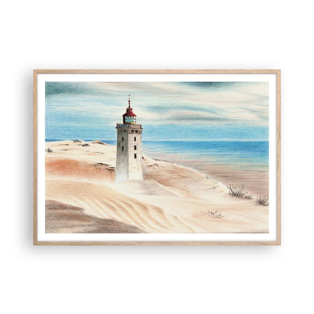 Affisch i ram av ljusek - Tittar alltid i havet - 100x70 cm