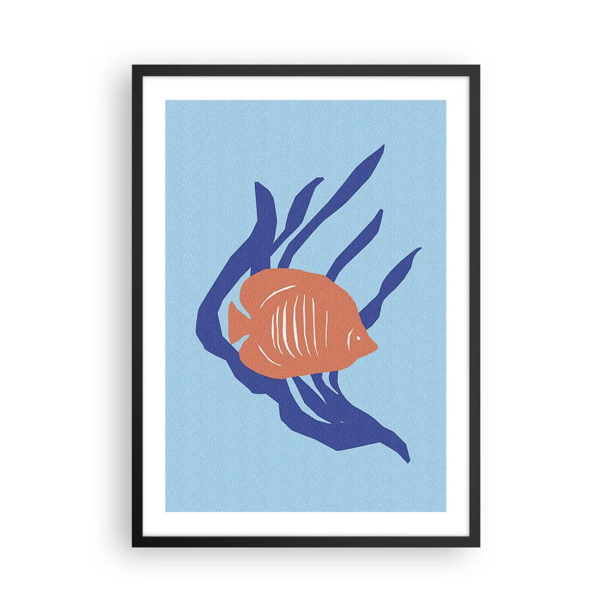 Affisch i svart ram - Tropiska fiskar bland marina växter - 50x70cm - Inneboende i korallvatten - Modern väggdekoration för vardagsrum och sovrum ARTTOR