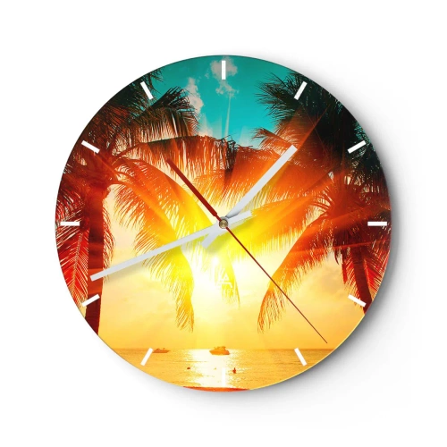 Väggklocka - Klocka på glas - Exotisk par - 40x40 cm