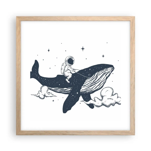 Affisch i ram av ljusek - Rymdäventyr - 40x40 cm
