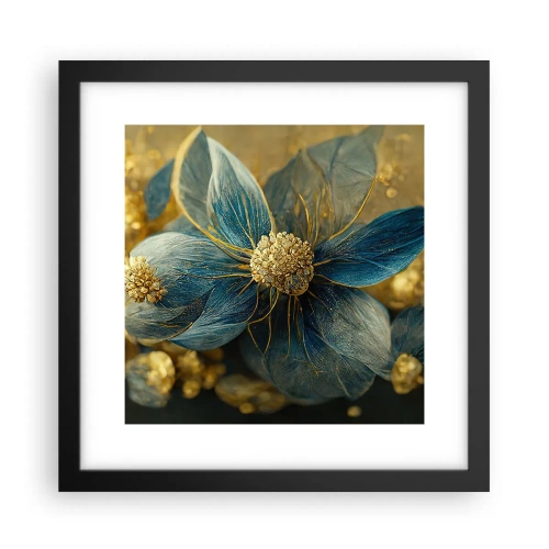Affisch i svart ram - Blommande av guld - 30x30 cm