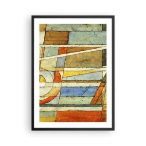 Affisch i svart ram - Geometriska mönster i nyanser av orange och blått - 50x70cm - Kubismen på bygget - Modern väggdekoration för vardagsrum och sovrum ARTTOR