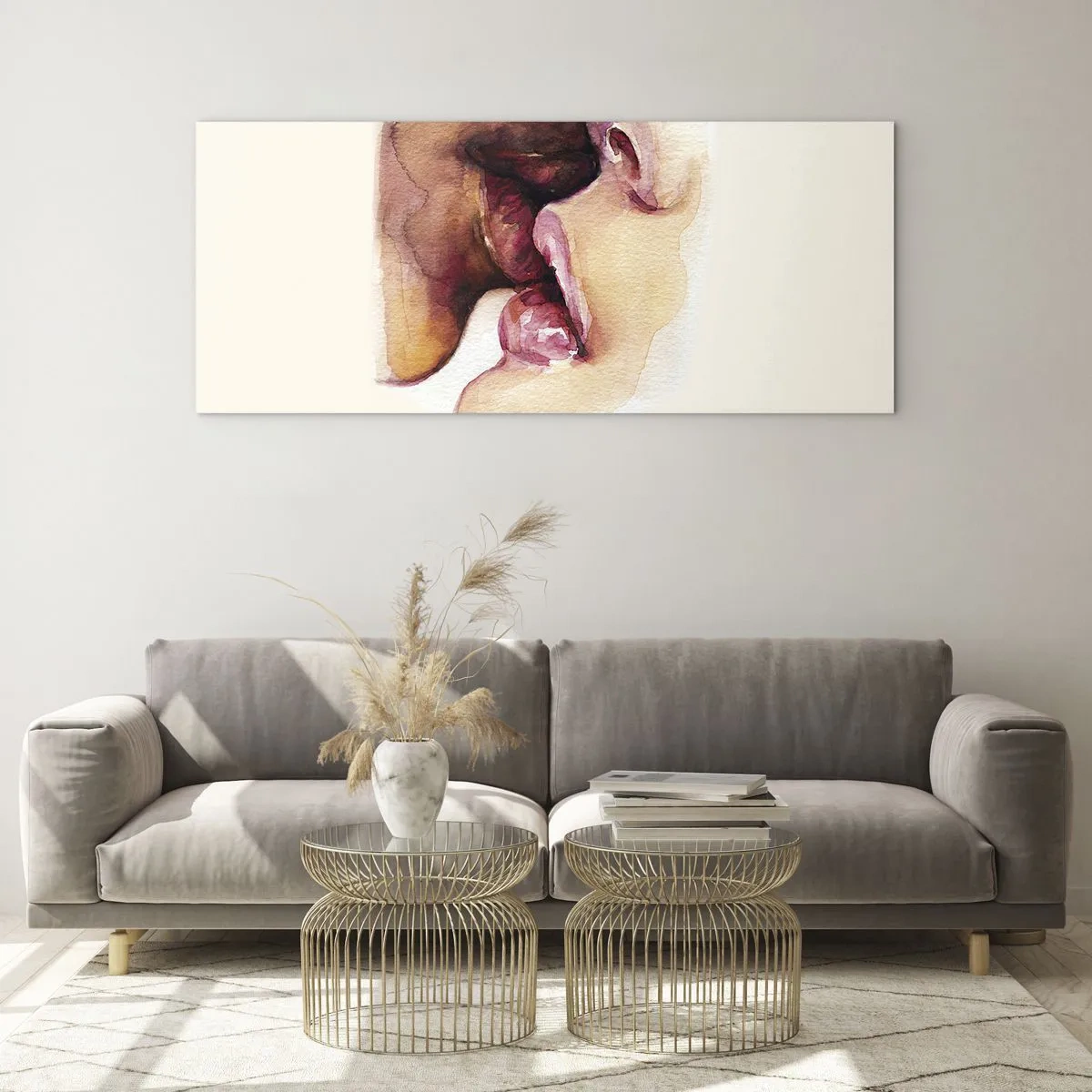 Glastavla - Bild på glas - Som dag och natt, jord och himmel - 100x40 cm