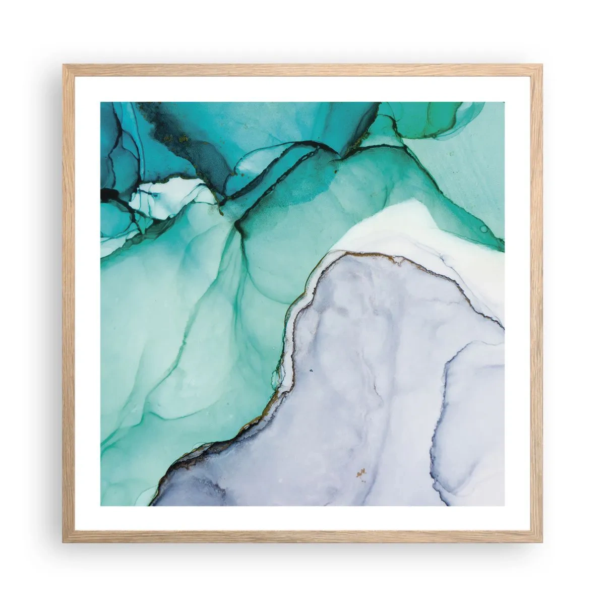 Affisch i ram av ljusek - En studie i turkos - 60x60 cm