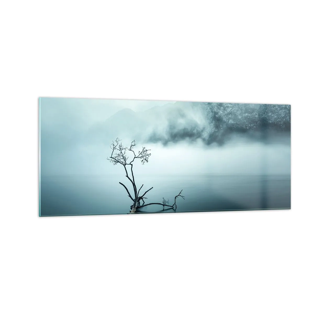 Glastavla - Bild på glas - Ut ur vatten och dimma - 100x40 cm