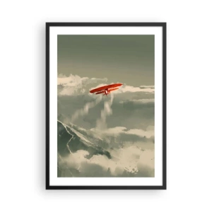 Affisch i svart ram - Ett rött biplan på himlen - 50x70cm - Orädd pionjär - Modern väggdekoration för vardagsrum och sovrum ARTTOR