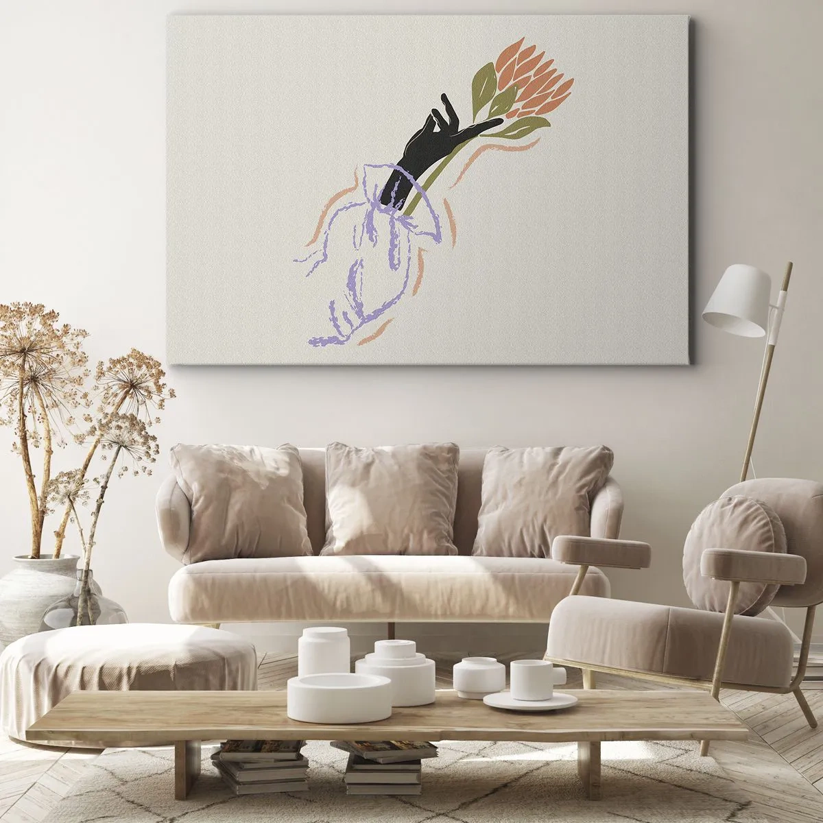 Canvastavla - Bild på duk - En systerlig beröring - 100x70 cm