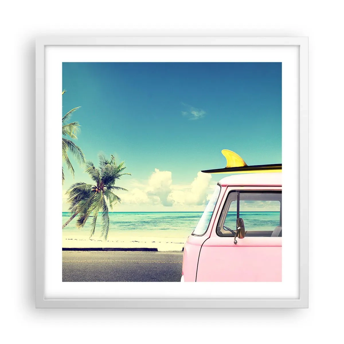 Affisch i vit ram - Dags att börja semester - 50x50 cm