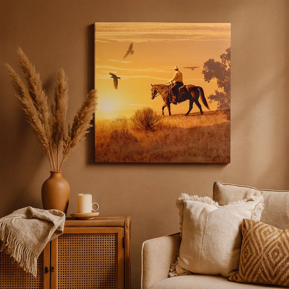 Canvastavla - Bild på duk - Ensamt genom prärien - 30x30 cm