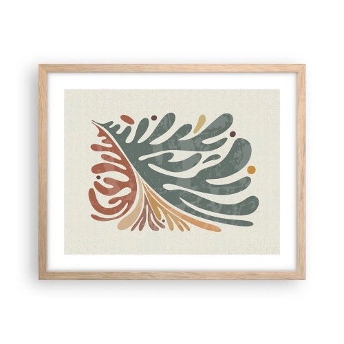 Affisch i ram av ljusek - Flerfärgat blad - 50x40 cm