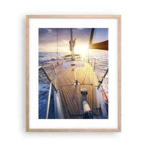 Affisch i ram av ljusek - Springa på vågorna - 40x50 cm