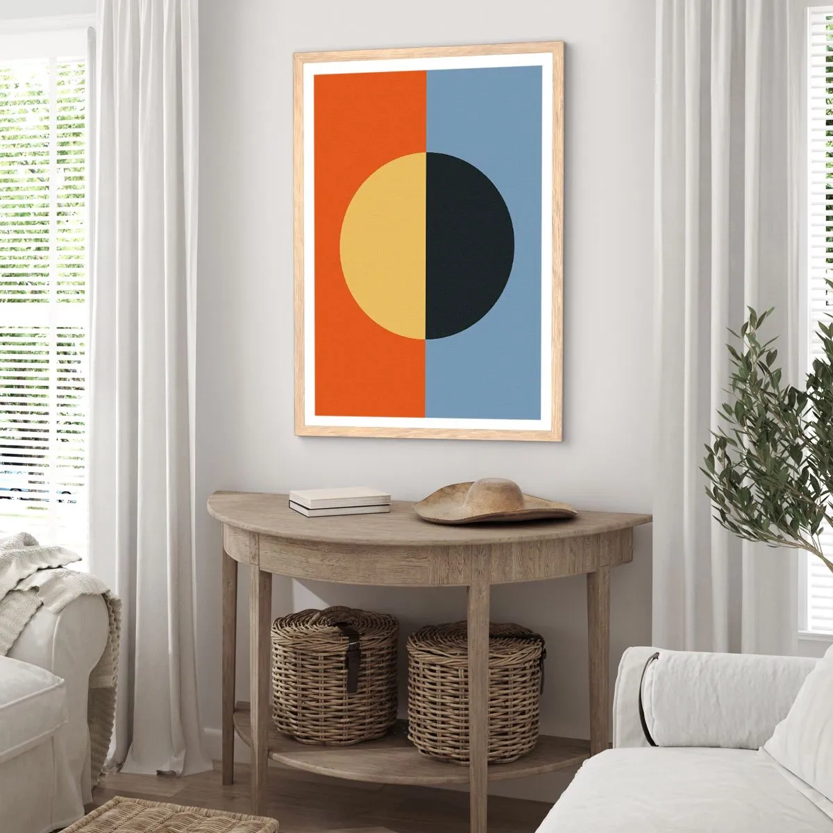 Affisch i ram av ljusek - Komposition av värme och kyla - 70x100 cm
