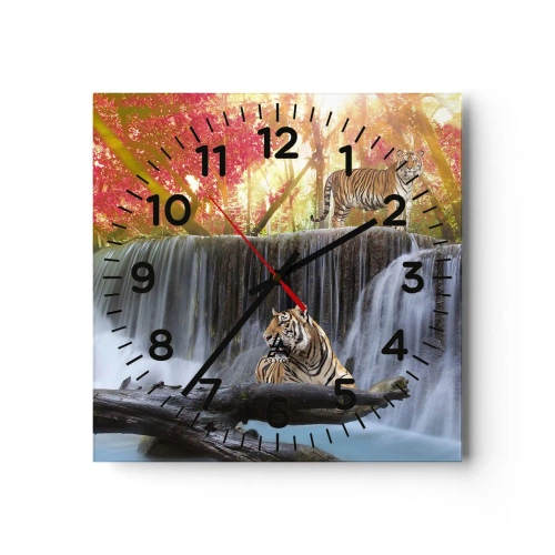 Väggklocka - Klocka på glas - Surrealistiskt landskap    - 40x40 cm