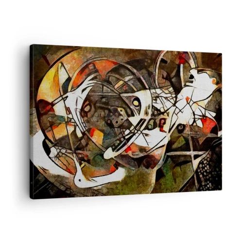 Canvastavla - Bild på duk - Uttrycksfull abstraktion i mörka toner med dynamiska linjer. - 70x50cm - Hör du rörelse? - Modern väggdekoration för vardagsrum och sovrum ARTTOR
