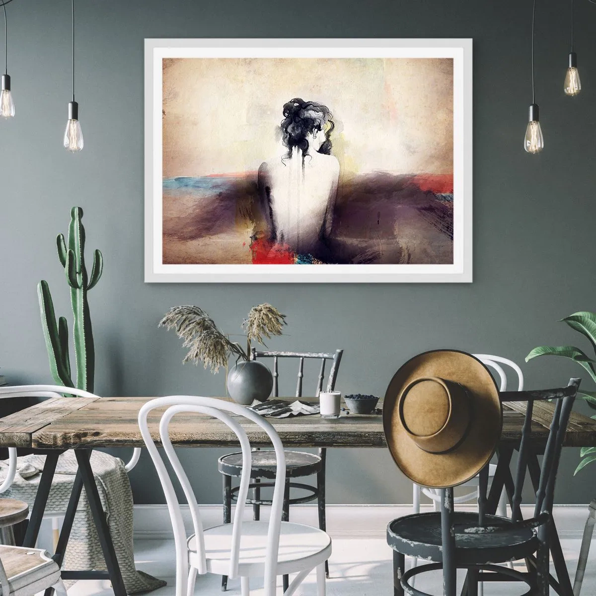 Affisch i vit ram - Moderata linjer, ovala former - 91x61 cm