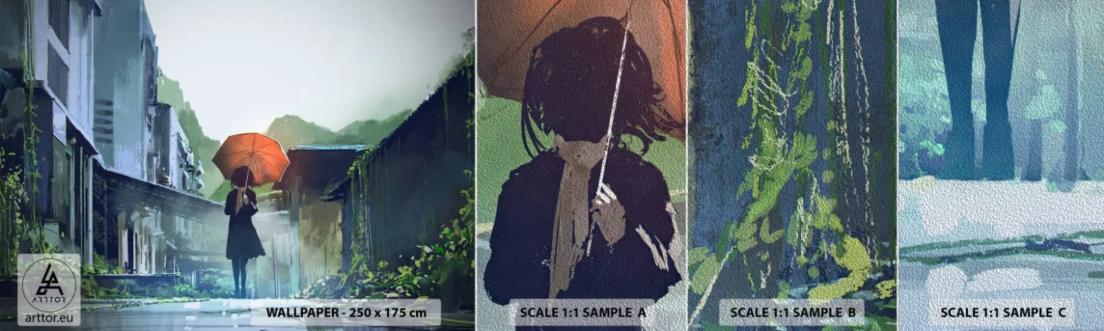 Provbit av fototapet Premium Sand - Uppfriskande regn - Abstraktion, Stad, Arkitektur - 100x30 cm