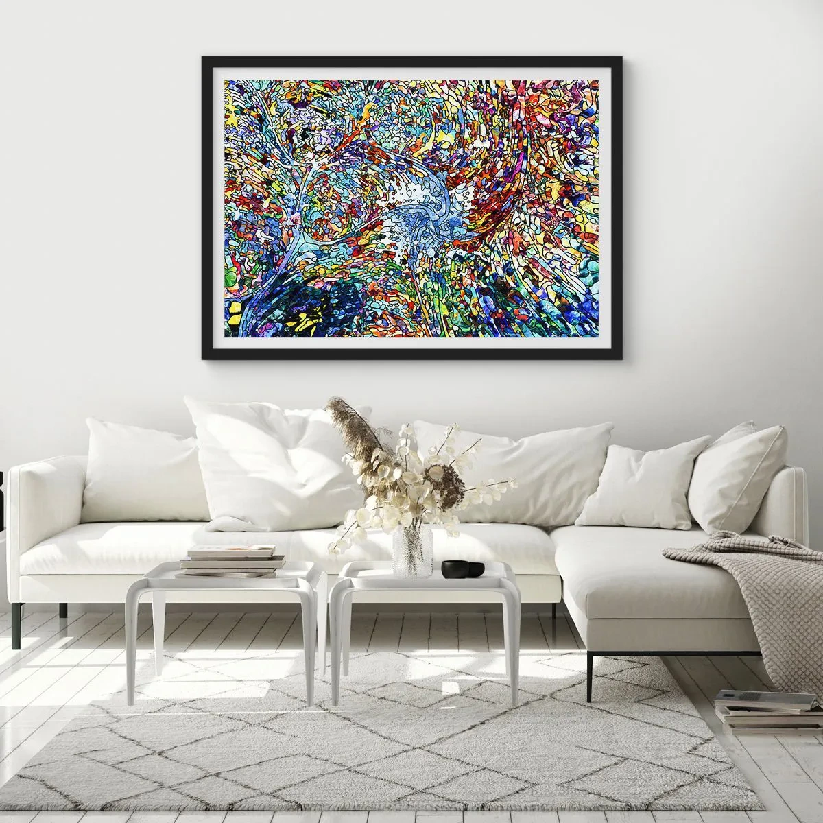 Affisch i svart ram - Glasmålning - droppar  - 100x70 cm