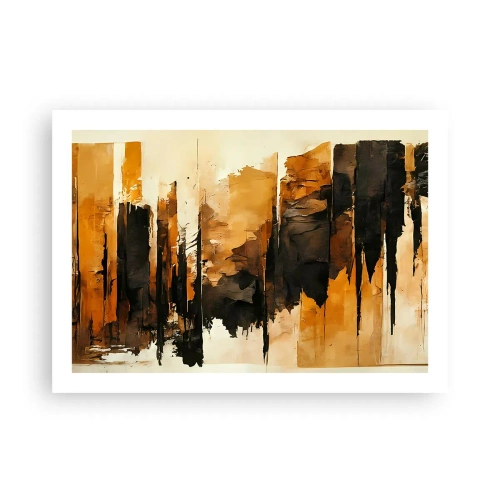 Affisch - Harmoni av svart och guld - 70x50 cm