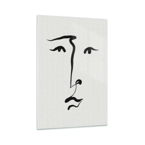 Glastavla - Bild på glas - Porträtt med ett streck - 70x100 cm