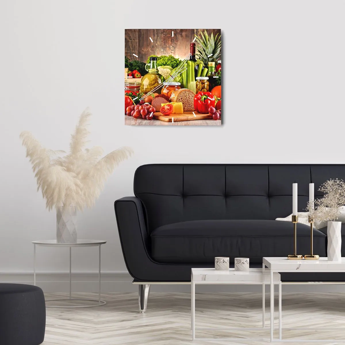 Väggklocka - Klocka på glas - Rökt, ugnstekt, marinerad - 40x40 cm