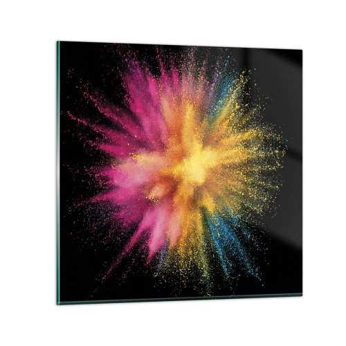 Glastavla - Bild på glas - Färgerna föds - 50x50 cm