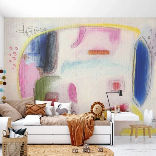 Fototapet Premium Canvas - Mera konvex än konkav eller platt - Abstraktion, Bit, Elefant - 200x140 cm