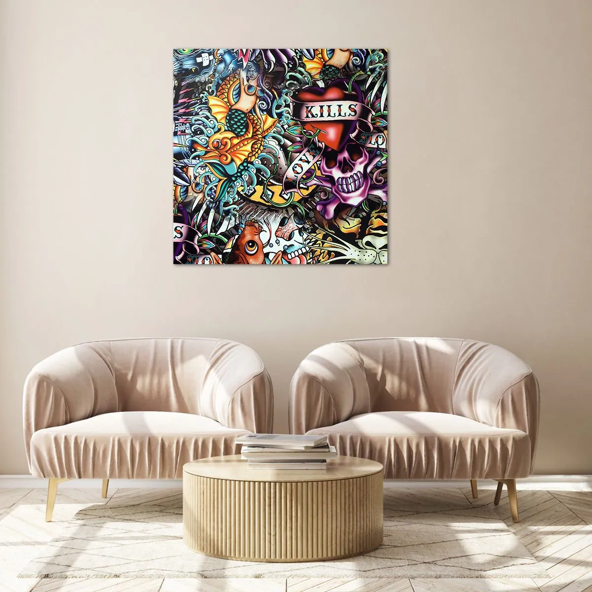 Glastavla - Bild på glas - Tatuerarens dröm - 30x30 cm