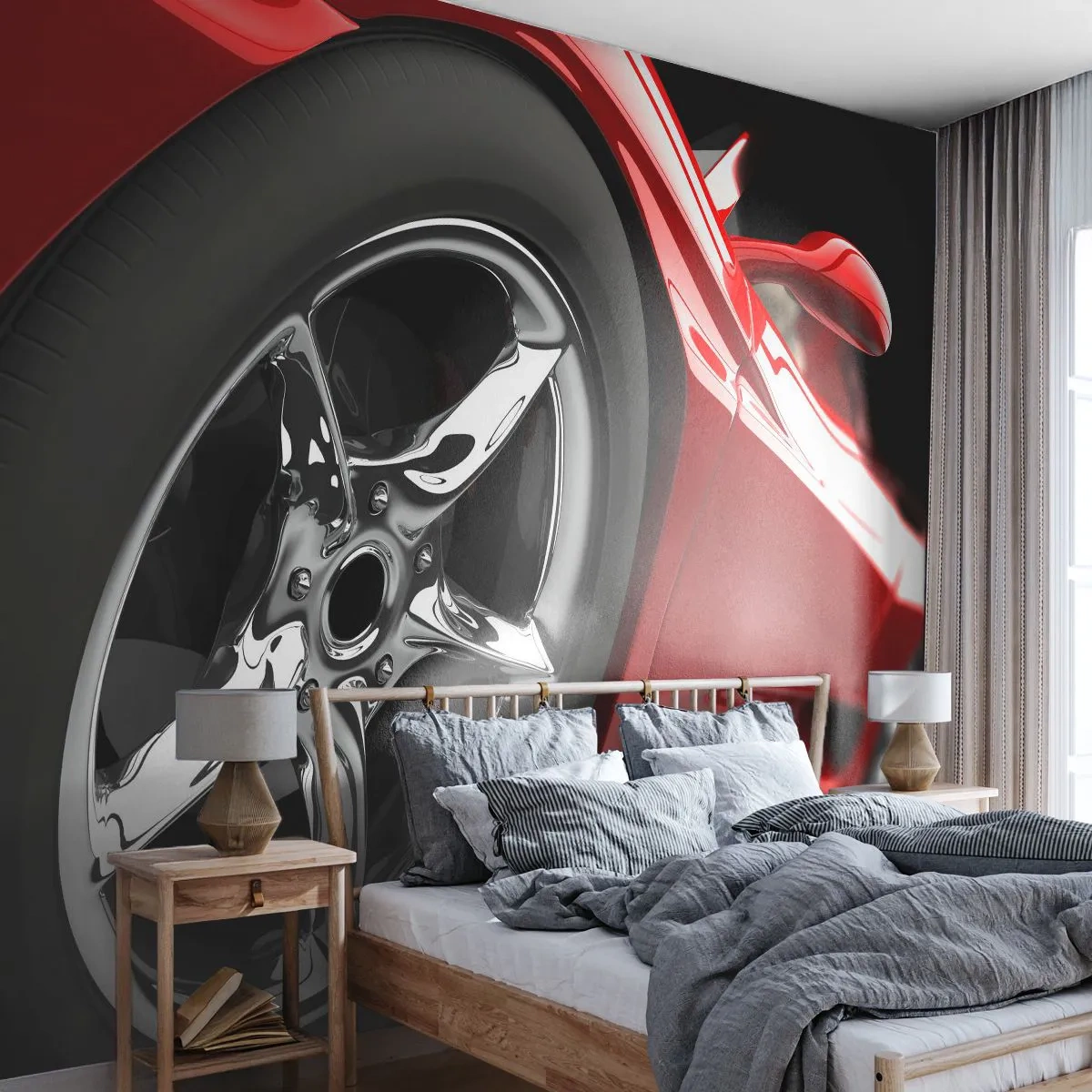 Självhäftande Fototapet Deluxe Sticker - Skapad att vara snabb - Bil, Sportbil, Fälg - 250x175 cm