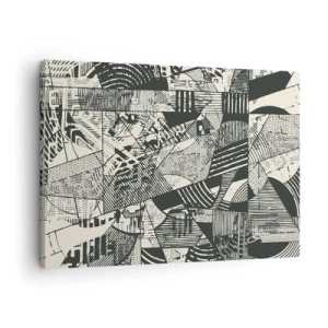 Canvastavla - Bild på duk - Geometriska abstrakta mönster i nyanser av grönt på en ljus bakgrund - 70x50cm - Nutidens dynamik - Modern väggdekoration för vardagsrum och sovrum ARTTOR