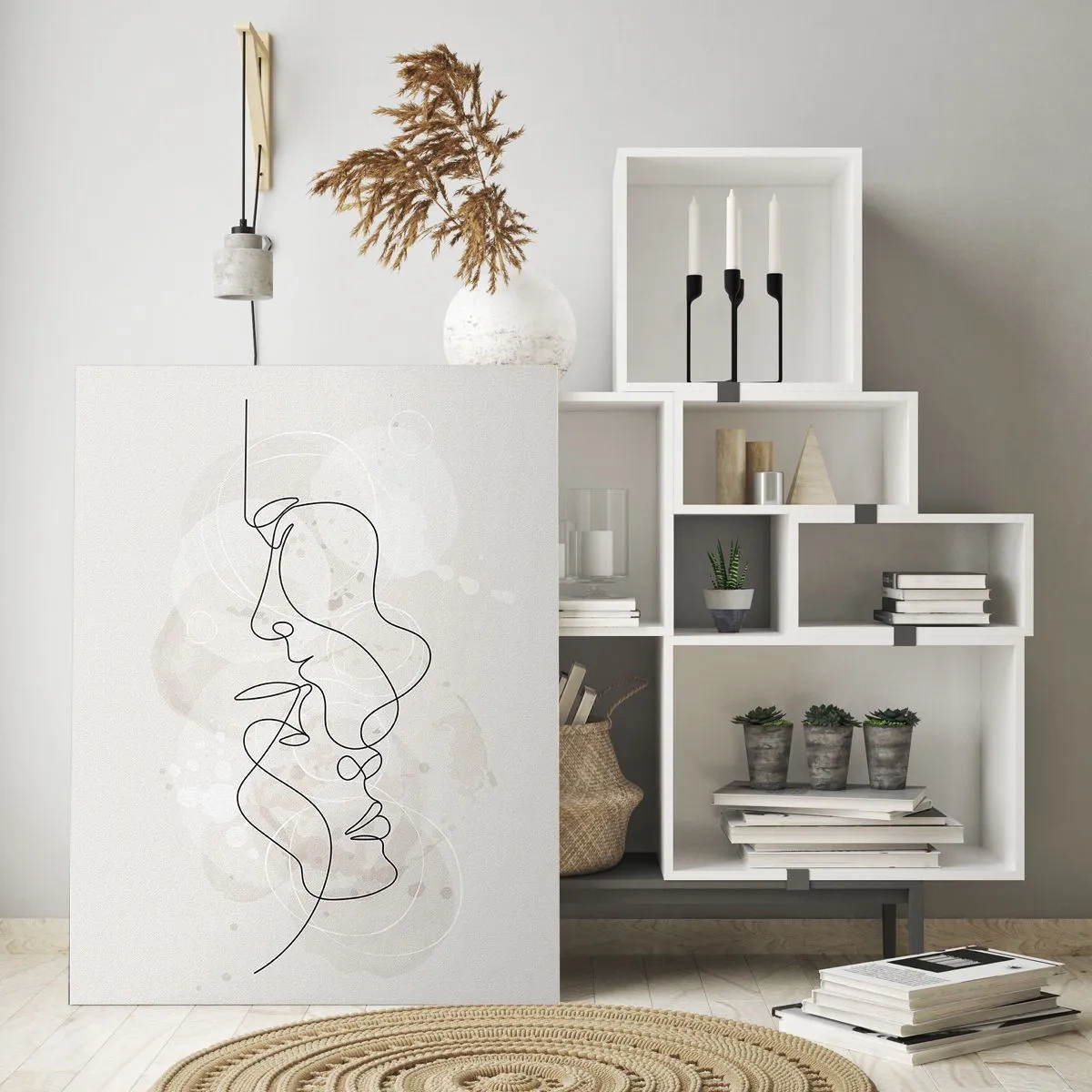 Glastavla - Bild på glas - Tilltrasslade i famn - 70x100 cm