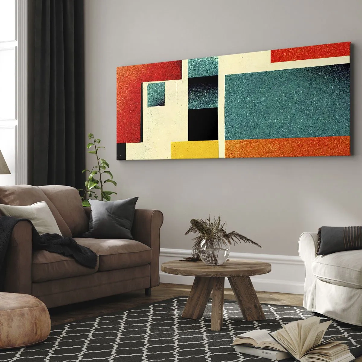 Canvastavla - Bild på duk - Geometrisk abstraktion - bra energi - 100x40 cm