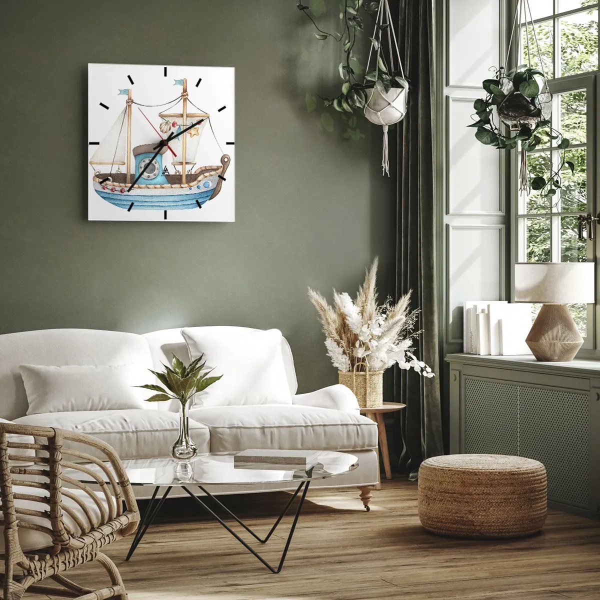 Väggklocka - Klocka på glas - Ohoj, äventyret! - 30x30 cm